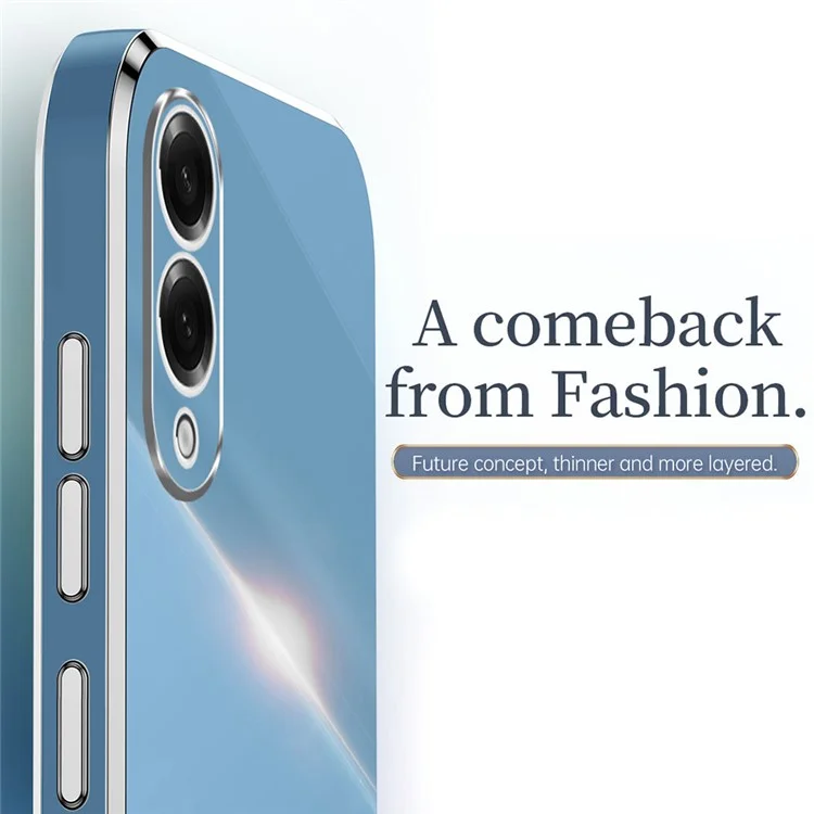 Capa XINLI para Samsung Galaxy S25 Edge em TPU com Moldura Eletroplatinada - Ciano