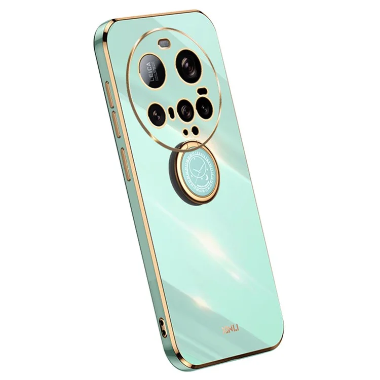 XINLI Pour Xiaomi 15 Ultra Étui avec Anneau Support et Béquille, Coque de Téléphone TPU Électrolytique - Cyan