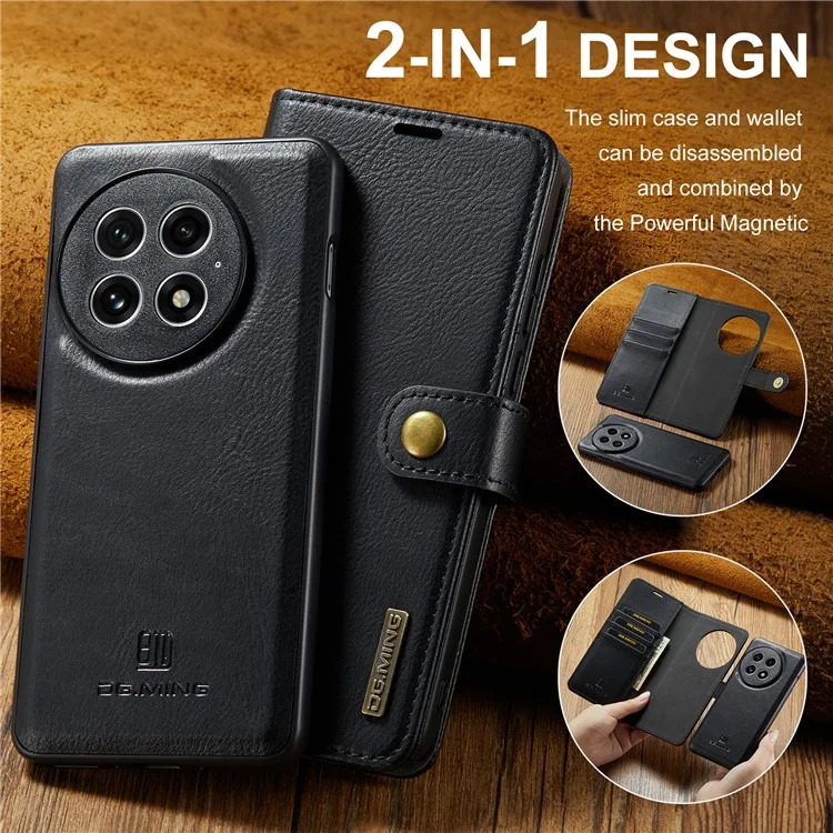 DG.MING per OnePlus 13 Cover Staccabile in Pelle Divisibile per Telefono - Nero