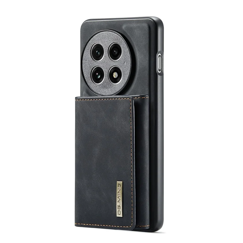 DG.MING Serie M1 para Funda de OnePlus 13 con Soporte, Cartera Desmontable y Cubierta de Teléfono de Cuero - Negro