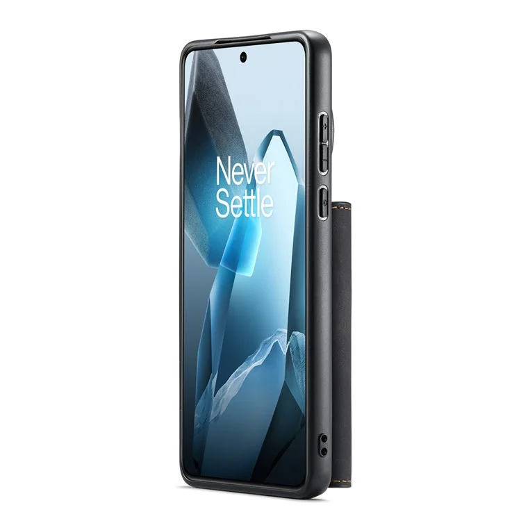 DG.MING Serie M1 para Funda de OnePlus 13 con Soporte, Cartera Desmontable y Cubierta de Teléfono de Cuero - Negro