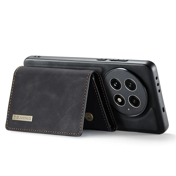 DG.MING Serie M1 para Funda de OnePlus 13 con Soporte, Cartera Desmontable y Cubierta de Teléfono de Cuero - Negro