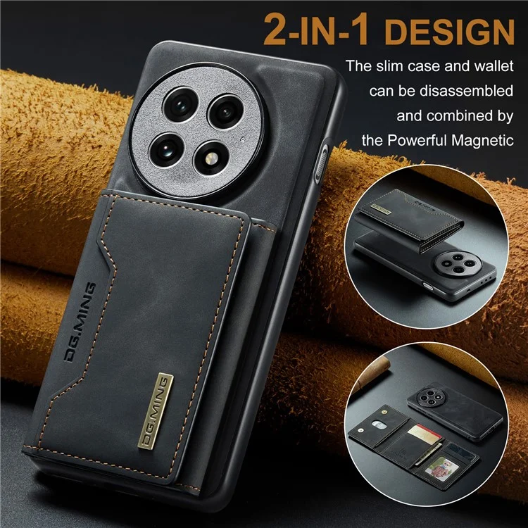 DG.MING M2 Series for OnePlus 13 Case PU + PC + TPU Phone Cover Detachable Wallet - Black