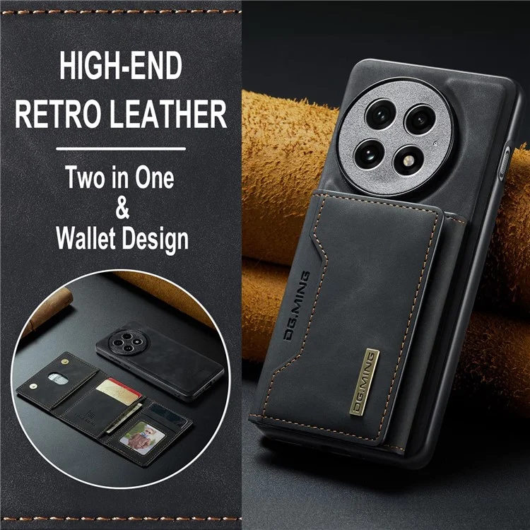 DG.MING M2 Series for OnePlus 13 Case PU + PC + TPU Phone Cover Detachable Wallet - Black