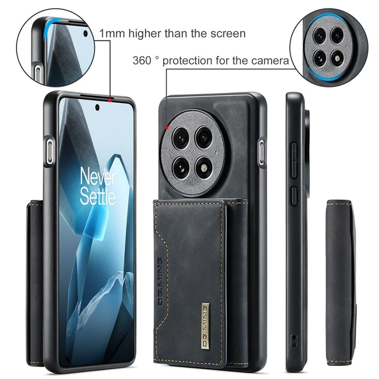 DG.MING M2 Series for OnePlus 13 Case PU + PC + TPU Phone Cover Detachable Wallet - Black