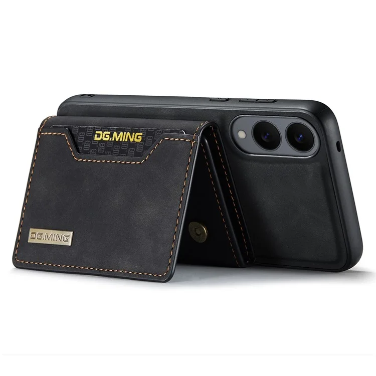DG.MING M2 Series for Samsung Galaxy S25 Edge Case PU + PC + TPU Phone Cover Detachable Wallet - Black