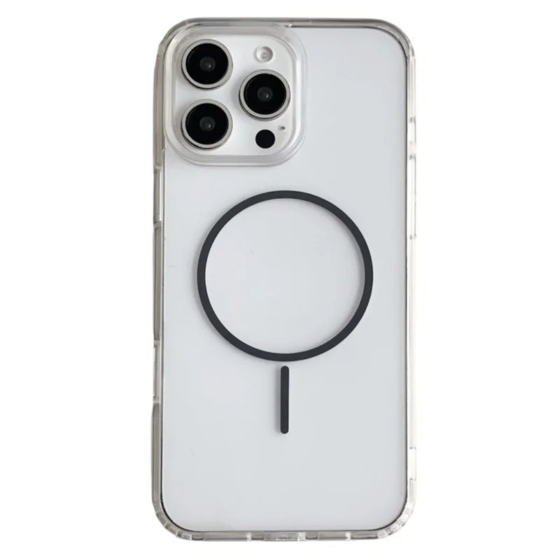 For iPhone 16 Pro Max Magnetic Case Acrylic TPU Clear Phone Back Cover - Black