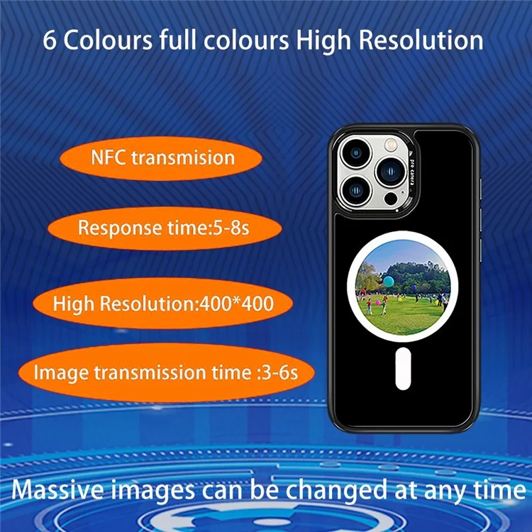 For iPhone 15 Pro E-Ink Phone Case Compatible with MagSafe NFC 6-Color TPU + PC Back Cover