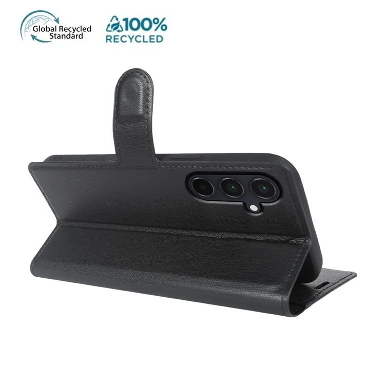 Para Samsung Galaxy A15 5G / 4G Capa com Suporte Biológica Eco-Friendly RPET RPVB Slim para Celular com Carteira - Preto