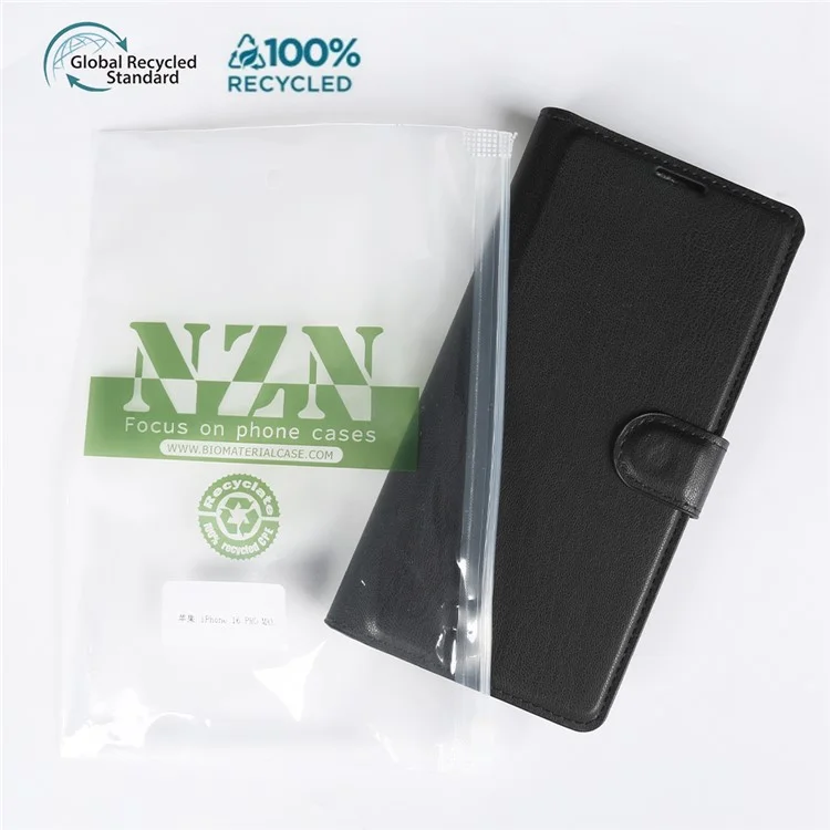Para Samsung Galaxy A15 5G / 4G Capa com Suporte Biológica Eco-Friendly RPET RPVB Slim para Celular com Carteira - Preto