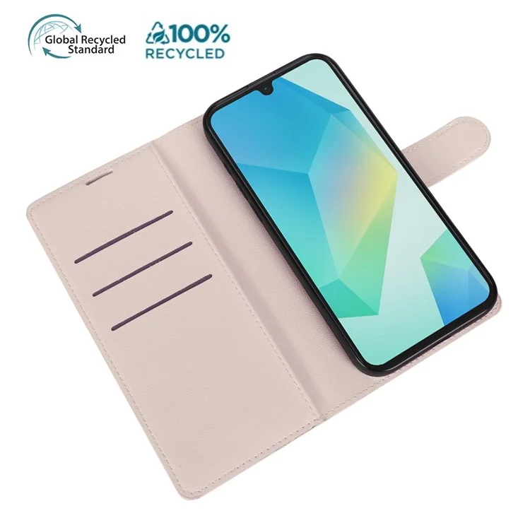 Чехол для Samsung Galaxy A16 5G / 4G с подставкой, биоразлагаемый эко-чехол из переработанного ПЭТ, тонкий чехол-книжка с отделением для карт - Розовый