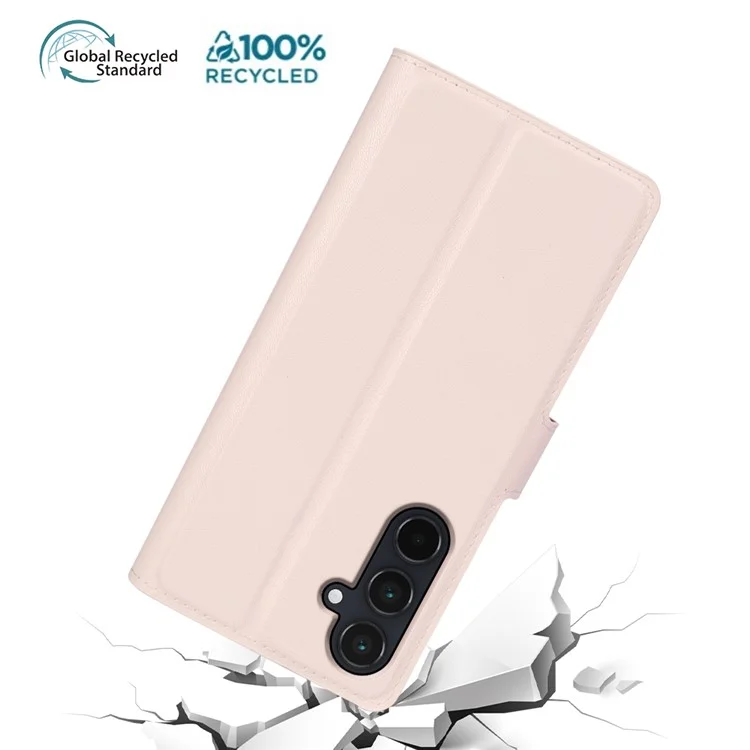 Чехол для Samsung Galaxy A16 5G / 4G с подставкой, биоразлагаемый эко-чехол из переработанного ПЭТ, тонкий чехол-книжка с отделением для карт - Розовый