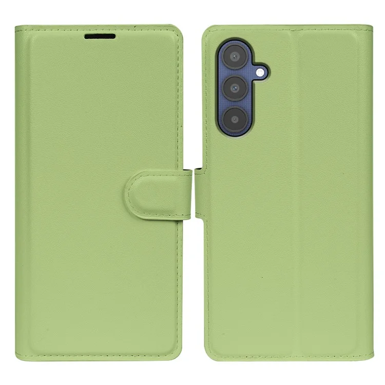 For Samsung Galaxy A25 5G (Global) (161.0mm) Stand Case Biobased Eco-Friendly RPET RPVB Slim Phone Cover with Wallet - Light Green