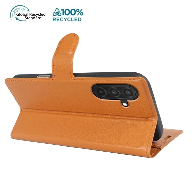 Para o Samsung Galaxy A26 5G Capa de suporte Biobased Eco-Friendly RPET RPVB Capa de telefone fina com carteira - Laranja