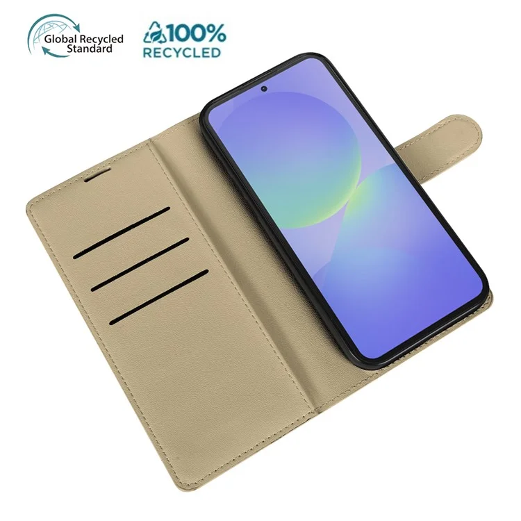 Capa com Suporte para Samsung Galaxy A36 5G Ecológica Biológica de RPET RPVB - Capa de Celular Slim com Carteira - Cáqui