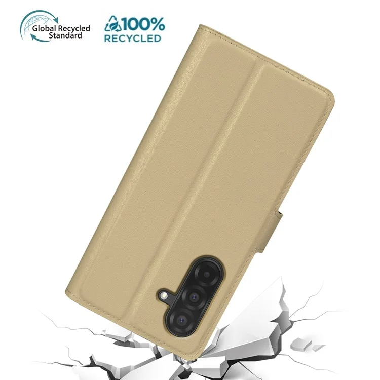 Capa com Suporte para Samsung Galaxy A36 5G Ecológica Biológica de RPET RPVB - Capa de Celular Slim com Carteira - Cáqui