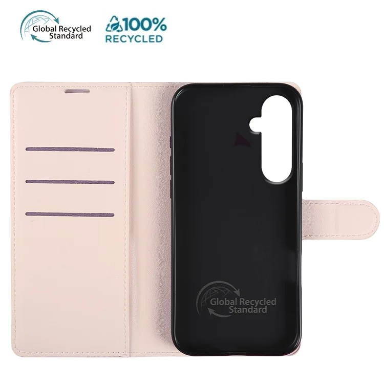 Para Samsung Galaxy A55 5G Capa de suporte Biobased Eco-Friendly RPET RPVB Capa de telefone Slim com Carteira - Rosa