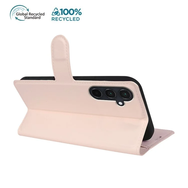 Para Samsung Galaxy A55 5G Capa de suporte Biobased Eco-Friendly RPET RPVB Capa de telefone Slim com Carteira - Rosa