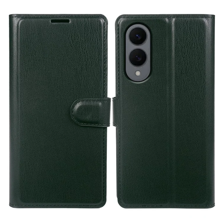 For Samsung Galaxy S25 Edge Stand Case Biobased Eco-Friendly RPET RPVB Slim Phone Cover with Wallet - Blackish Green