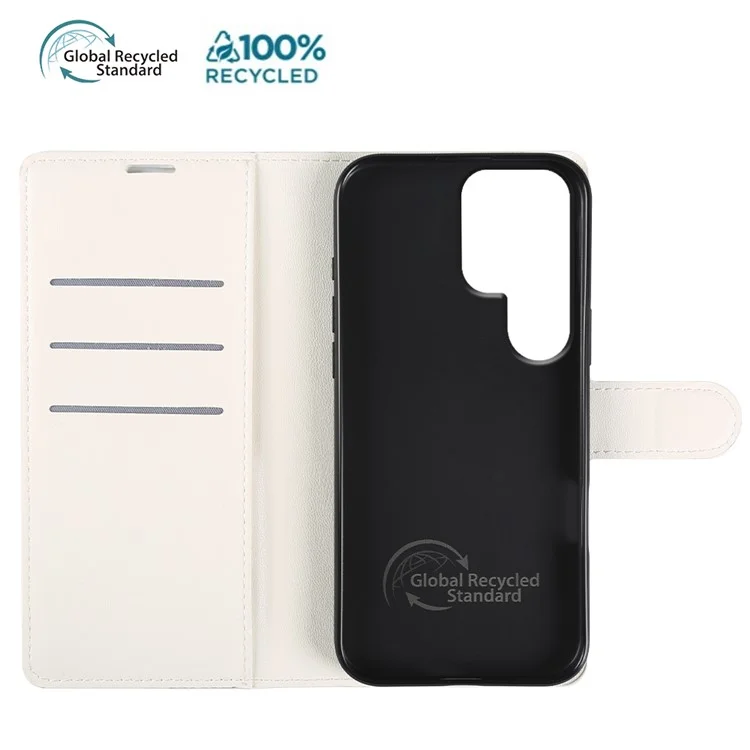 Для чехла-подставки Samsung Galaxy S25 Ultra Биоразлагаемый экологически чистый RPET RPVB Тонкий чехол для телефона с бумажником - Белый