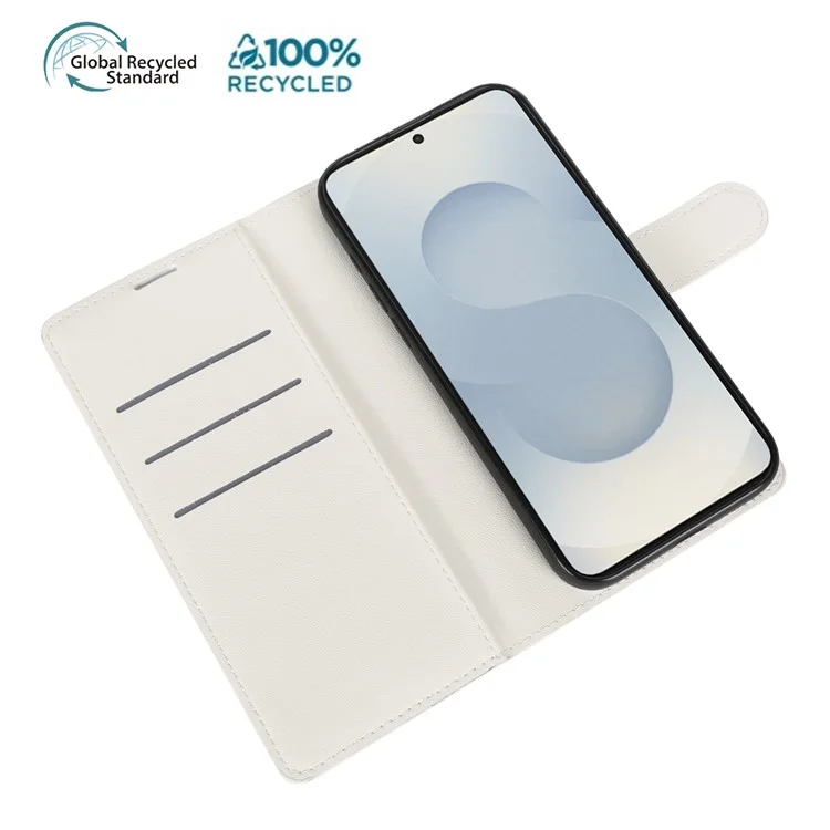 Для чехла-подставки Samsung Galaxy S25 Ultra Биоразлагаемый экологически чистый RPET RPVB Тонкий чехол для телефона с бумажником - Белый