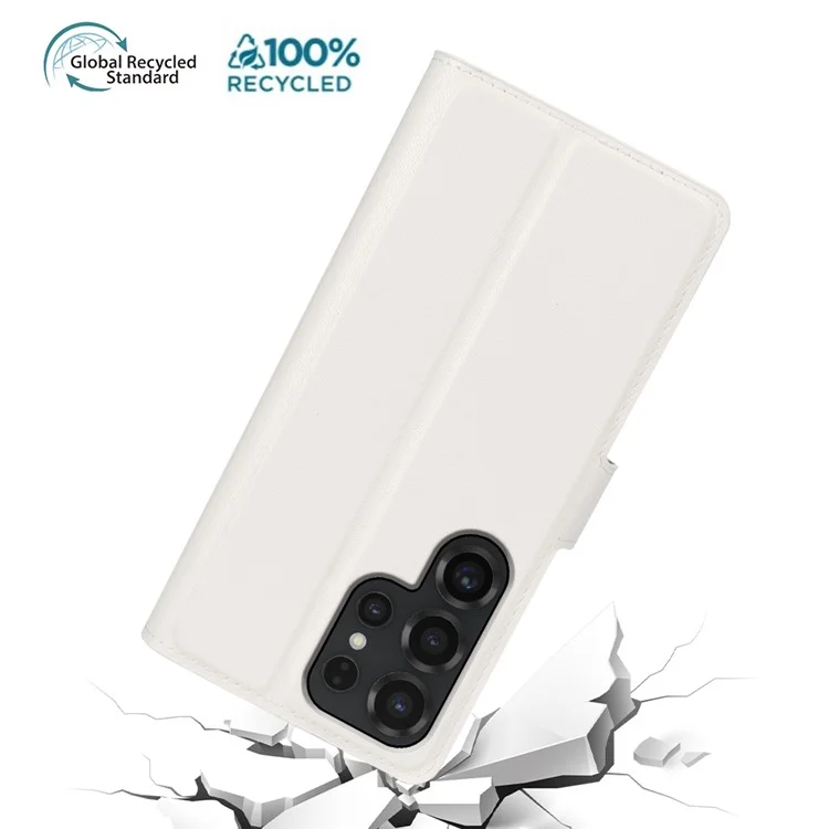 Для чехла-подставки Samsung Galaxy S25 Ultra Биоразлагаемый экологически чистый RPET RPVB Тонкий чехол для телефона с бумажником - Белый