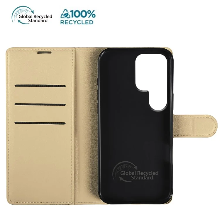Capa com Suporte para Samsung Galaxy S25 Ultra - Estojo Ecológico de RPET/RPVB, Capa de Telefone Slim com Carteira - Cor Cáqui