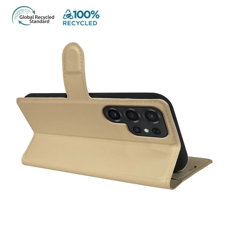 Capa com Suporte para Samsung Galaxy S25 Ultra - Estojo Ecológico de RPET/RPVB, Capa de Telefone Slim com Carteira - Cor Cáqui