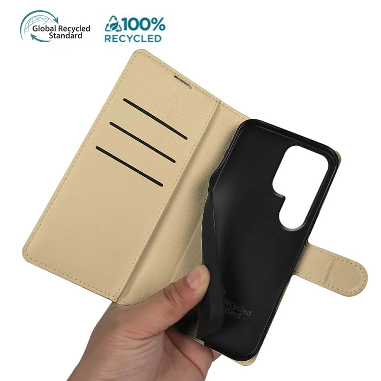 Capa com Suporte para Samsung Galaxy S25 Ultra - Estojo Ecológico de RPET/RPVB, Capa de Telefone Slim com Carteira - Cor Cáqui