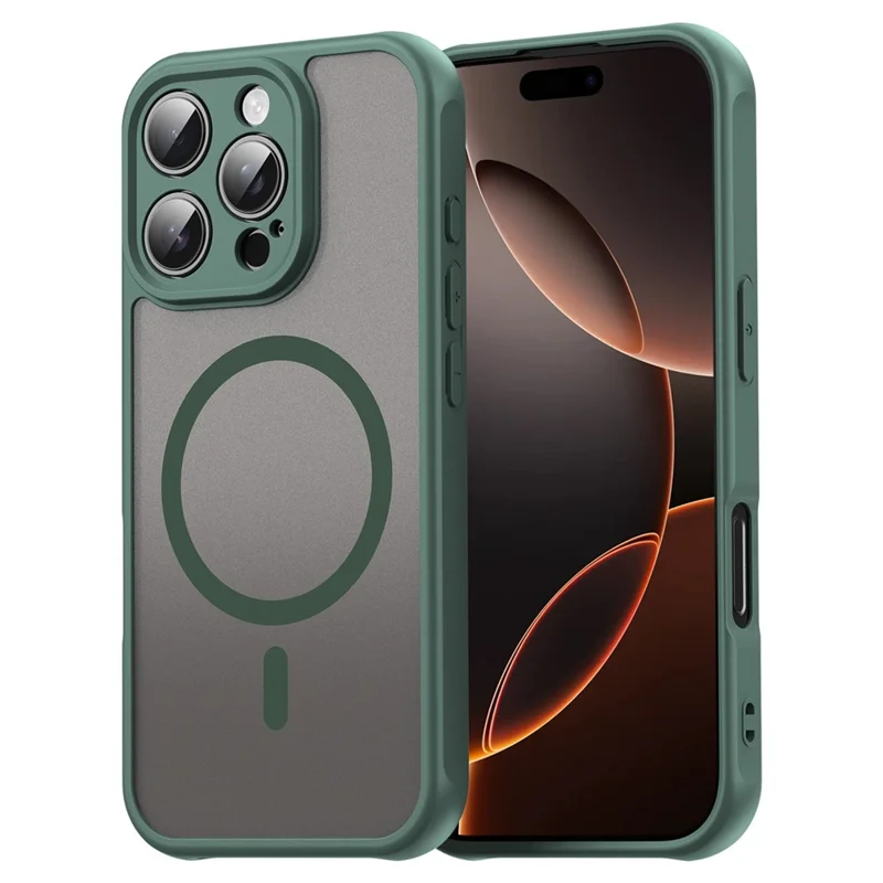 Groothandel voor iPhone 16 Pro-hoesje compatibel met MagSafe, anti-val bescherming PC + TPU telefoonhoes - Groen