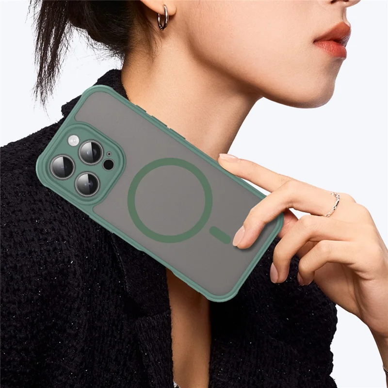 Groothandel voor iPhone 16 Pro-hoesje compatibel met MagSafe, anti-val bescherming PC + TPU telefoonhoes - Groen