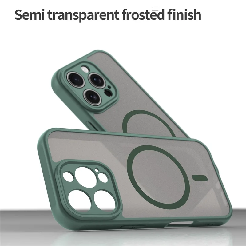Groothandel voor iPhone 16 Pro-hoesje compatibel met MagSafe, anti-val bescherming PC + TPU telefoonhoes - Groen