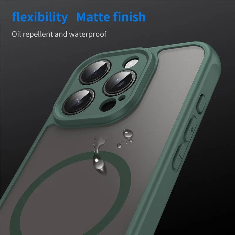 Groothandel voor iPhone 16 Pro-hoesje compatibel met MagSafe, anti-val bescherming PC + TPU telefoonhoes - Groen