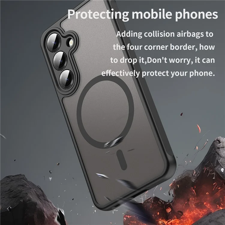 Оптовая покупка для чехла Samsung Galaxy S25 / S24, совместимого с MagSafe, противоударный чехол из поликарбоната и термопластичного полиуретана - Черный