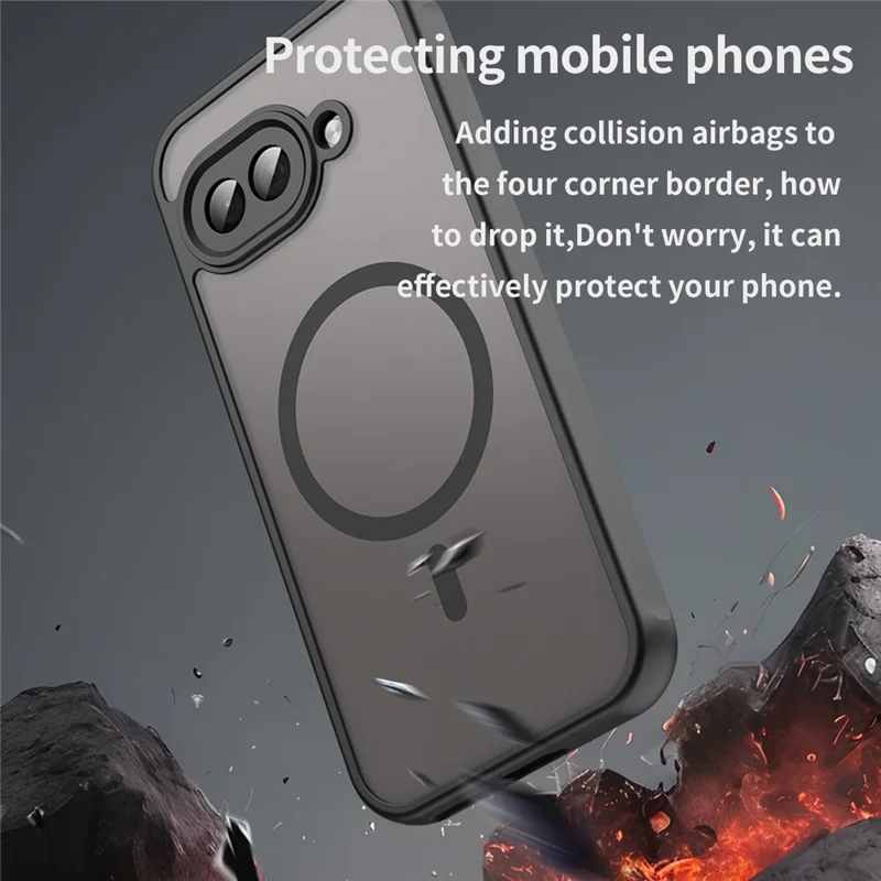 Bulk Purchasing For Google Pixel 9a Magnetic Case Anti Drop PC + TPU Phone Cover - Black
