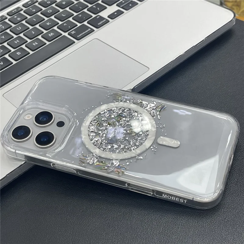 MOBEST For iPhone 16 Pro Max Magnetic Case Shell Shape Glitter Design TPU + PC Phone Cover