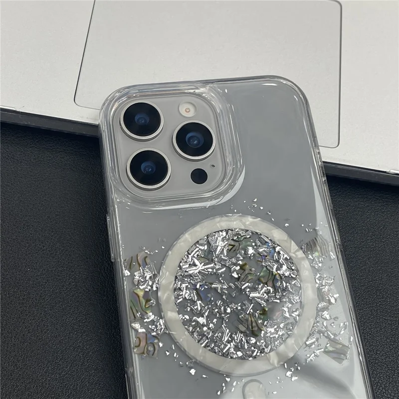 MOBEST For iPhone 15 Pro Magnetic Case Shell Shape Glitter Design TPU + PC Phone Cover