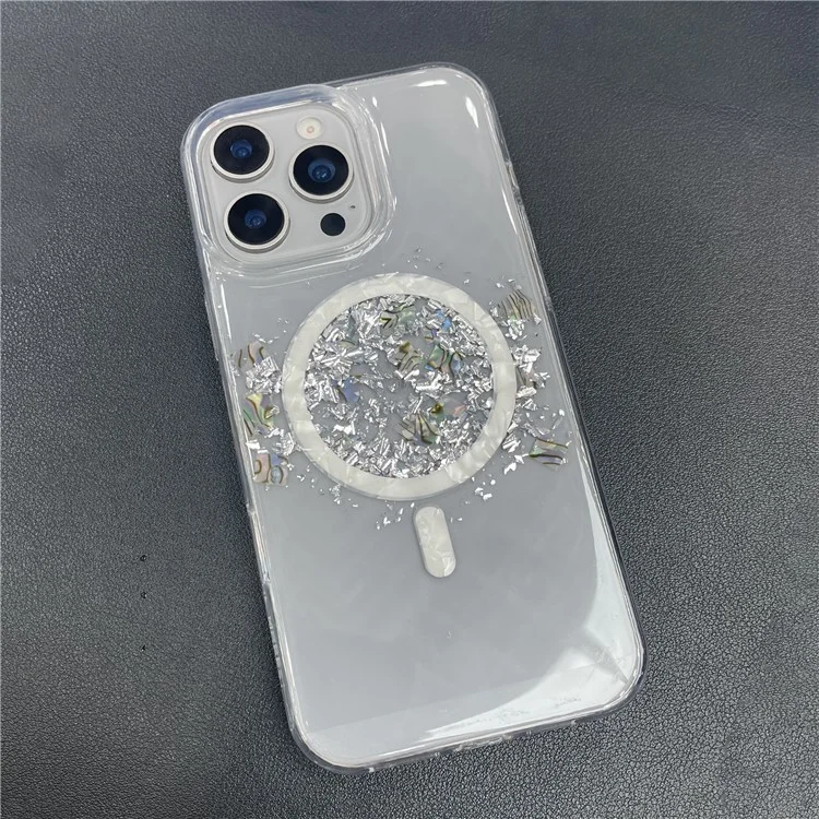 MOBEST For iPhone 15 Pro Magnetic Case Shell Shape Glitter Design TPU + PC Phone Cover