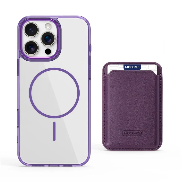MOBEST Pour iPhone 16 Pro Max Étui Magnétique avec Porte-Carte Détachable TPU + PC Coque Arrière de Téléphone - Violet