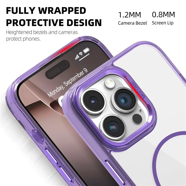 MOBEST Pour iPhone 16 Pro Max Étui Magnétique avec Porte-Carte Détachable TPU + PC Coque Arrière de Téléphone - Violet