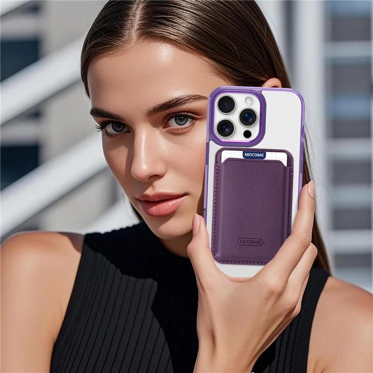 MOBEST Pour iPhone 16 Pro Max Étui Magnétique avec Porte-Carte Détachable TPU + PC Coque Arrière de Téléphone - Violet