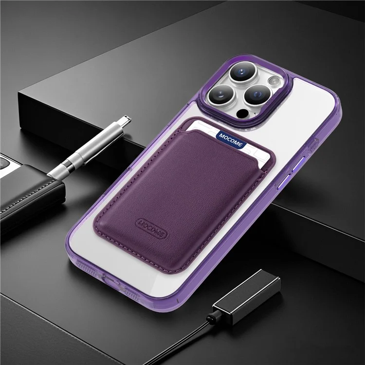MOBEST Pour iPhone 16 Pro Max Étui Magnétique avec Porte-Carte Détachable TPU + PC Coque Arrière de Téléphone - Violet