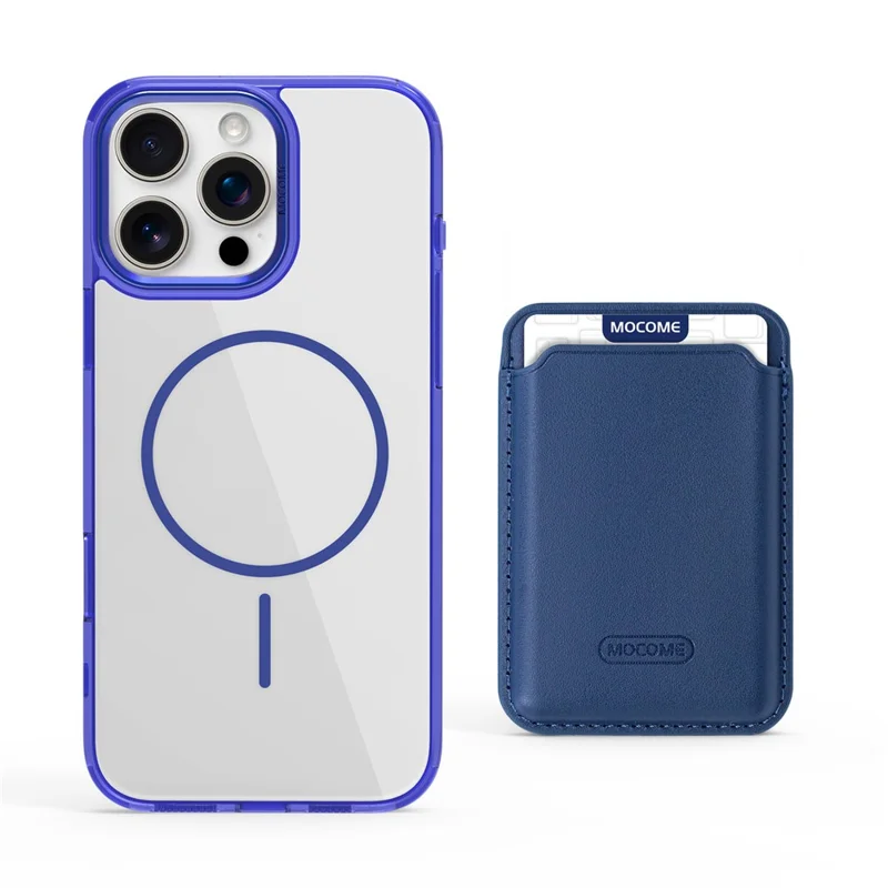 For iPhone 16 Pro Max Magnetic Case with Detachable Card Holder TPU + PC Phone Back Cover - Sapphire