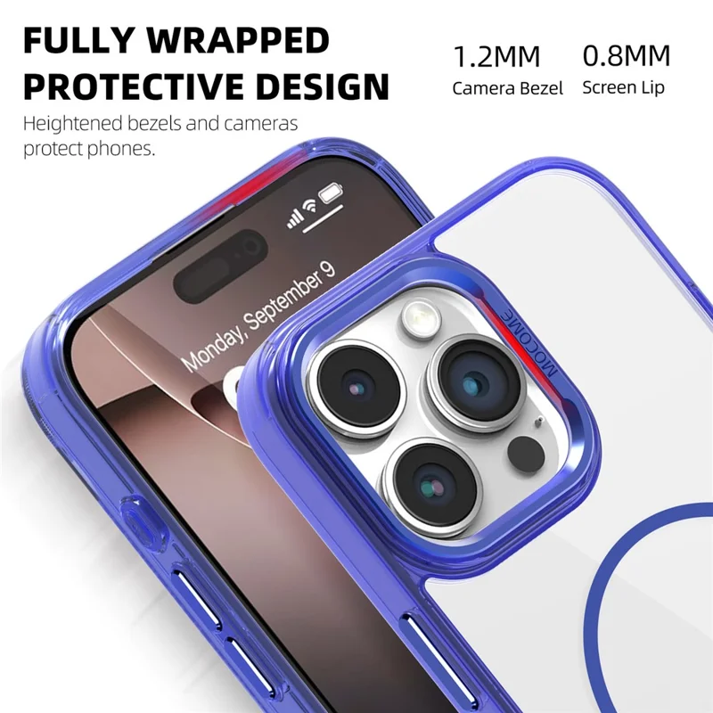 For iPhone 16 Pro Max Magnetic Case with Detachable Card Holder TPU + PC Phone Back Cover - Sapphire