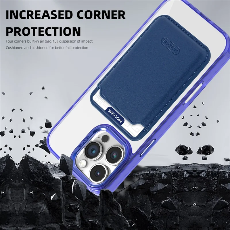 For iPhone 16 Pro Max Magnetic Case with Detachable Card Holder TPU + PC Phone Back Cover - Sapphire