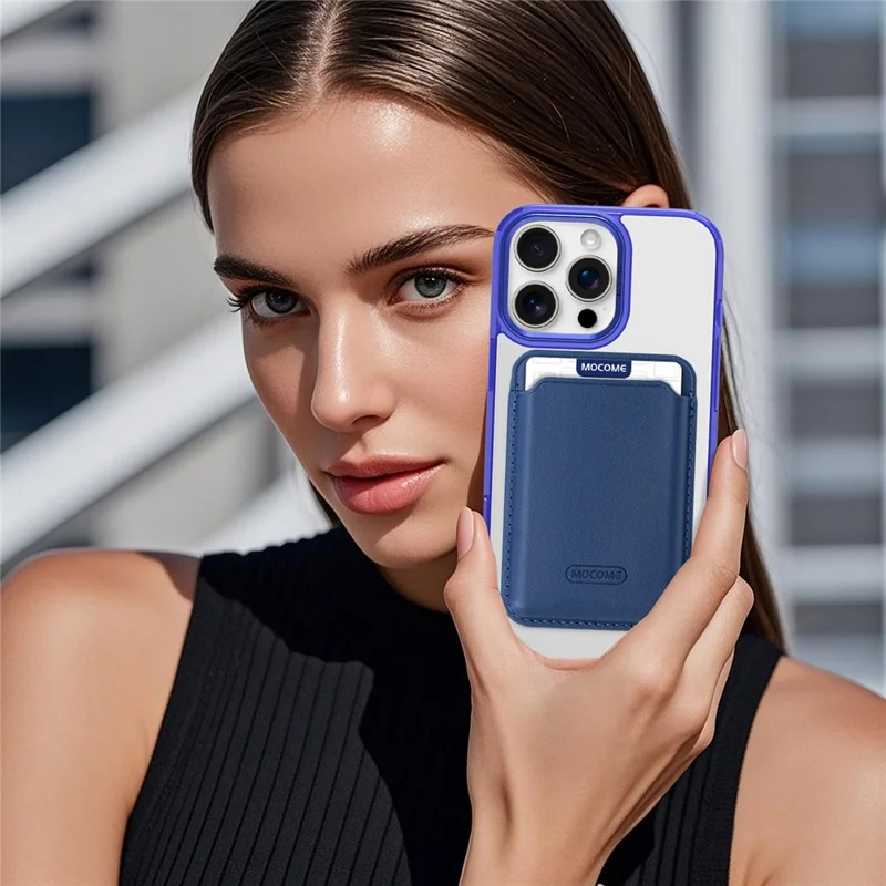 For iPhone 16 Pro Max Magnetic Case with Detachable Card Holder TPU + PC Phone Back Cover - Sapphire