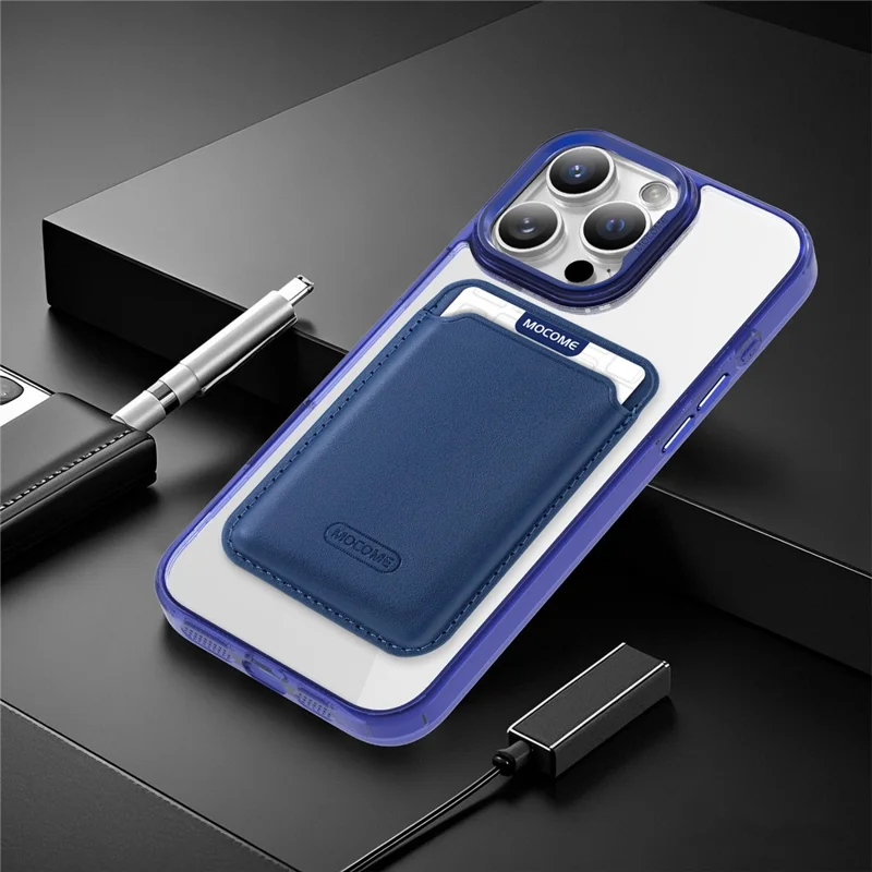 For iPhone 16 Pro Max Magnetic Case with Detachable Card Holder TPU + PC Phone Back Cover - Sapphire