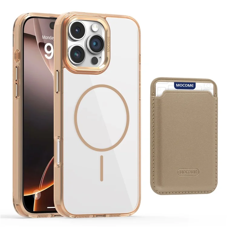 MOBEST Para iPhone 16 Pro Max Funda Magnética con Tarjetero Extraíble de TPU + PC - Oro Desierto