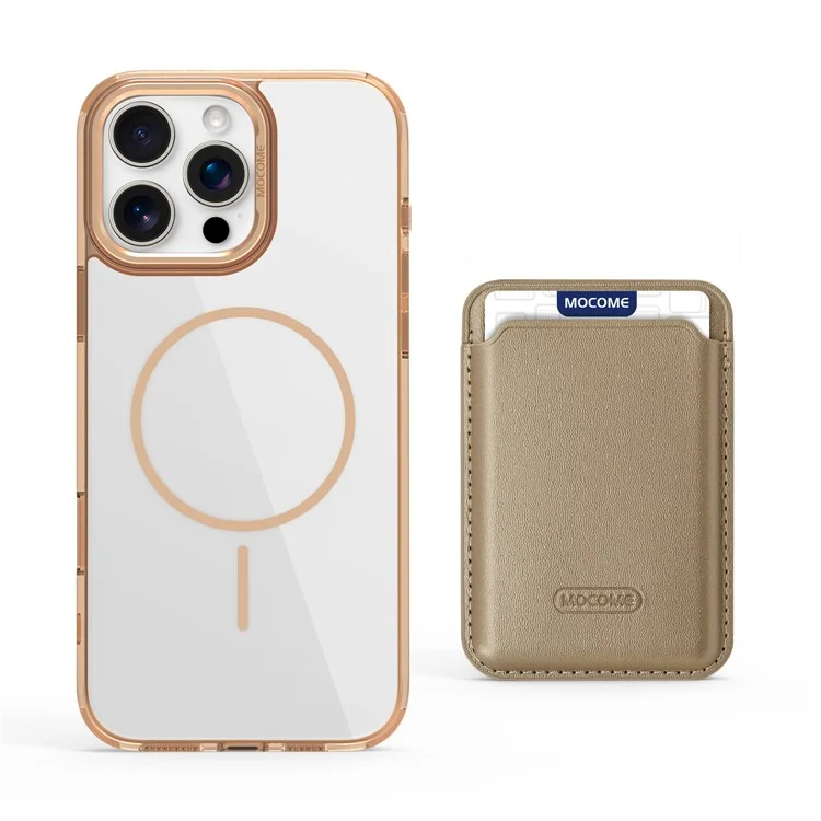 MOBEST Para iPhone 16 Pro Max Funda Magnética con Tarjetero Extraíble de TPU + PC - Oro Desierto