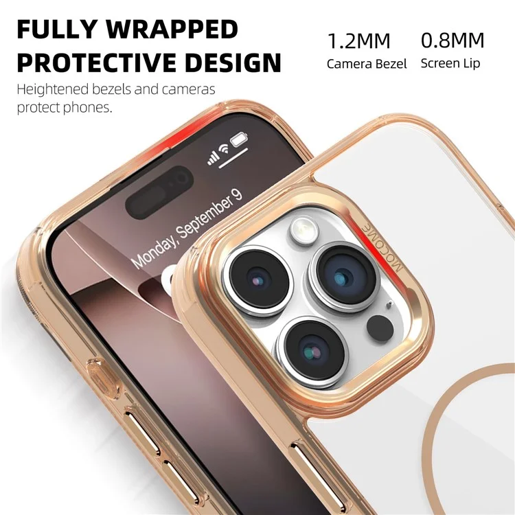 MOBEST Para iPhone 16 Pro Max Funda Magnética con Tarjetero Extraíble de TPU + PC - Oro Desierto